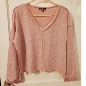 V-Neck Cropped Knit Sweater